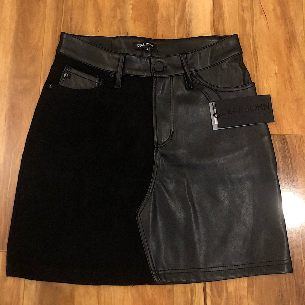 Dear John Leather/Felt Skirt